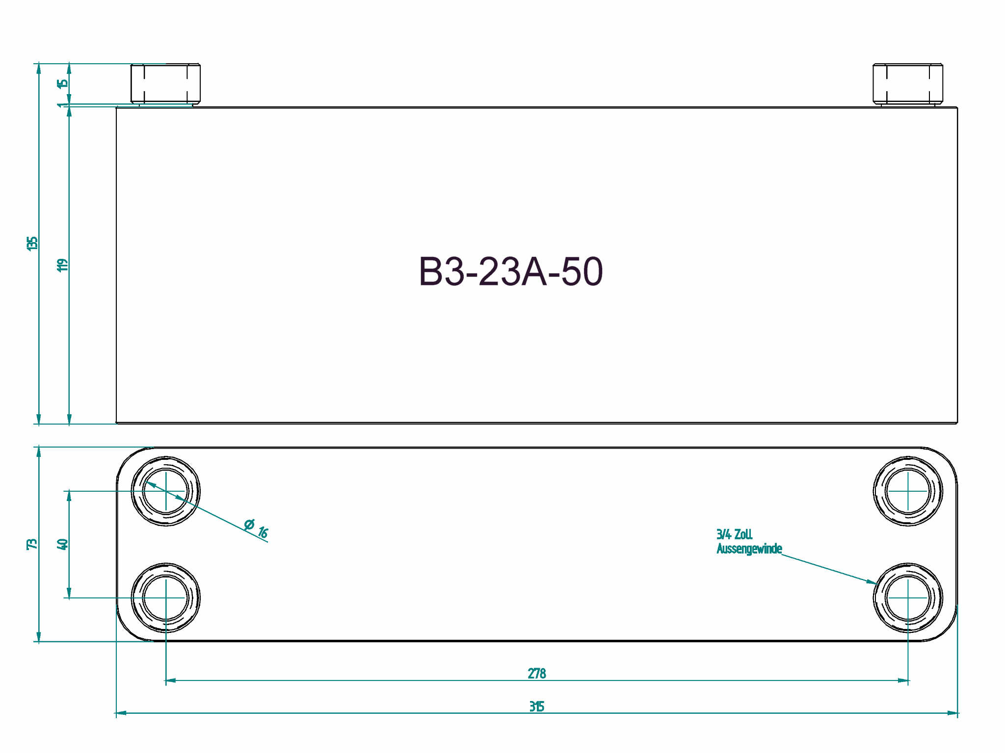 221kW Edelstahl Plattenwärmetauscher mit Dämmschale B3-23A-50 für Solaranlage 